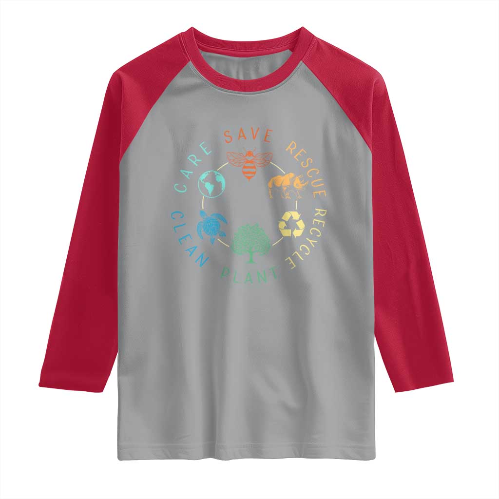 Save Bees Rescue Animals Recycle Plastic Raglan Shirt Earth Day Protect The Environment
