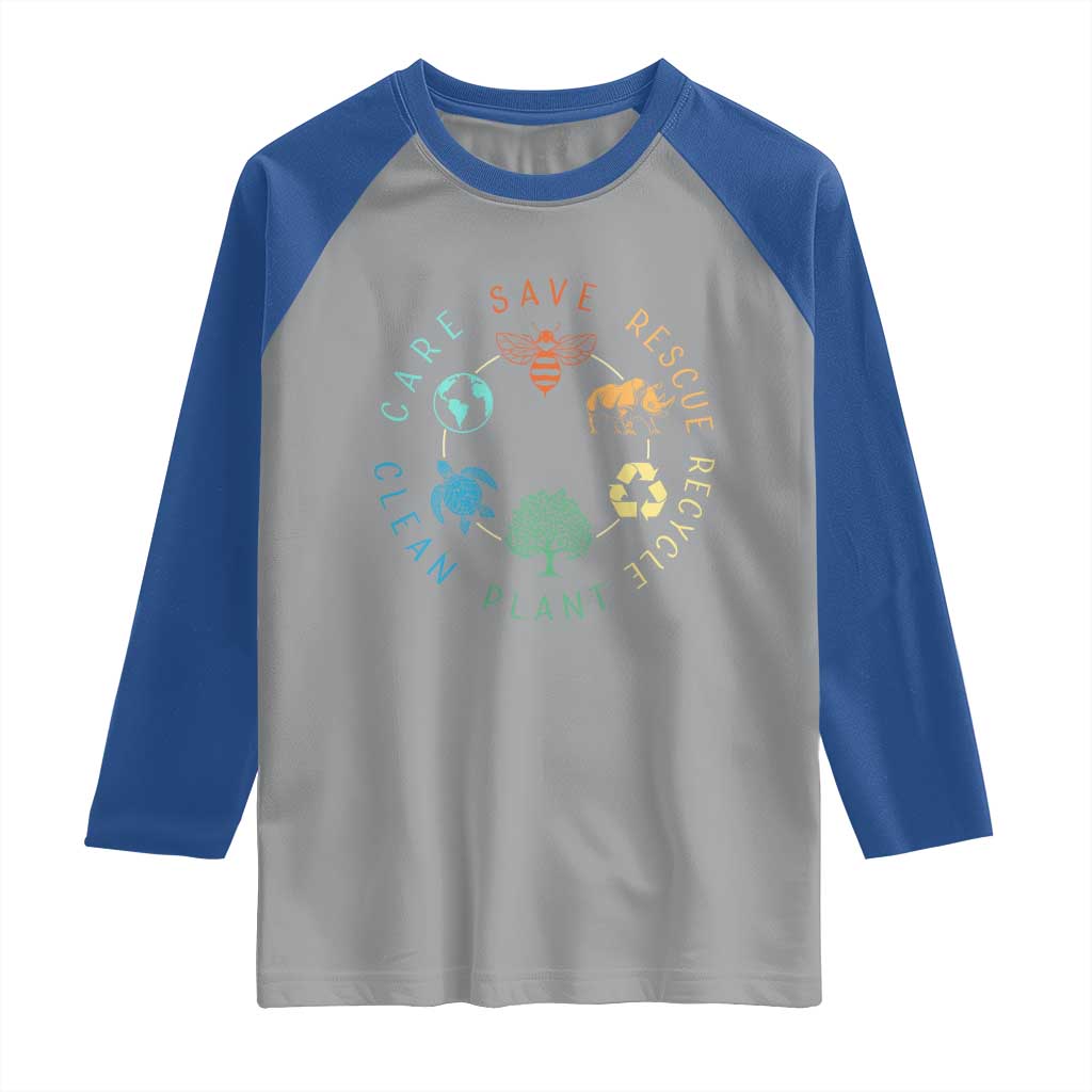 Save Bees Rescue Animals Recycle Plastic Raglan Shirt Earth Day Protect The Environment