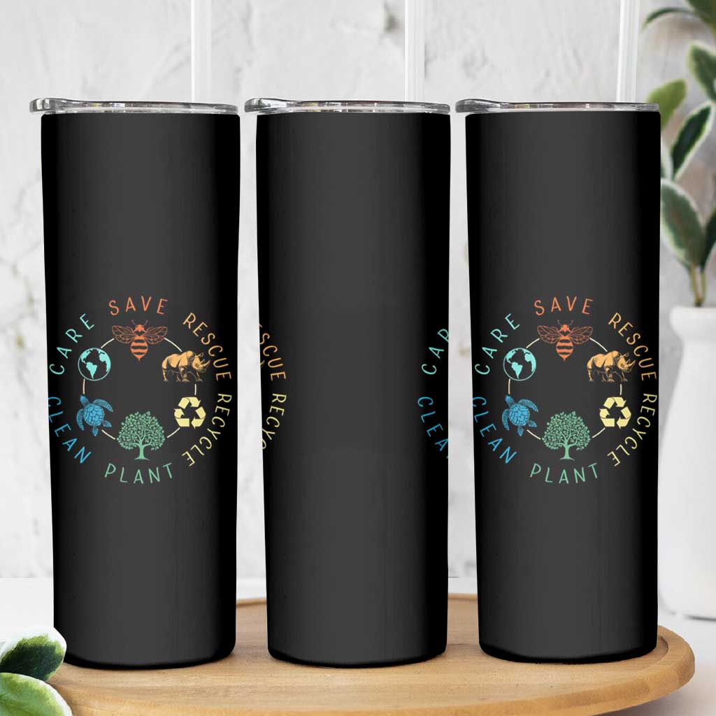 Save Bees Rescue Animals Recycle Plastic Skinny Tumbler Earth Day Protect The Environment