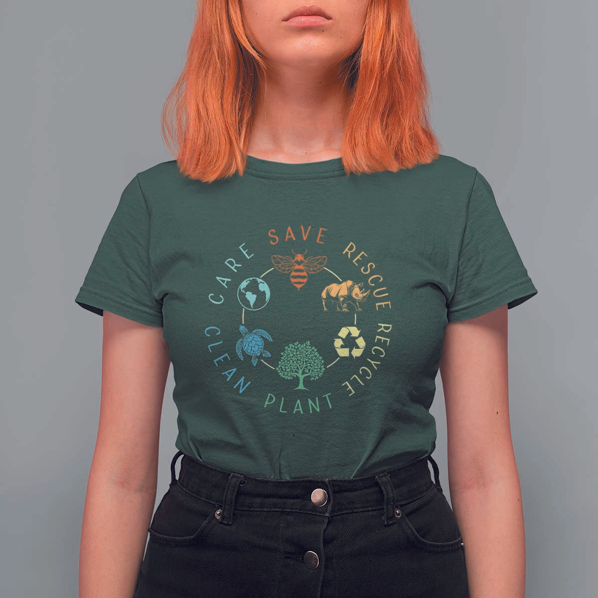 Save Bees Rescue Animals Recycle Plastic T Shirt For Women Earth Day Protect The Environment