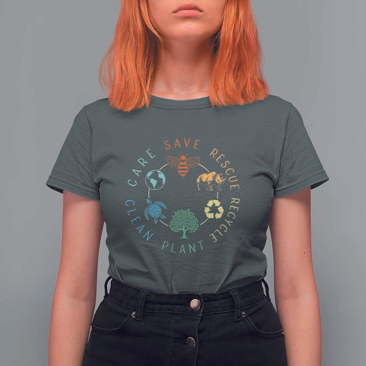 Save Bees Rescue Animals Recycle Plastic T Shirt For Women Earth Day Protect The Environment