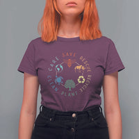 Save Bees Rescue Animals Recycle Plastic T Shirt For Women Earth Day Protect The Environment