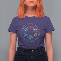 Save Bees Rescue Animals Recycle Plastic T Shirt For Women Earth Day Protect The Environment