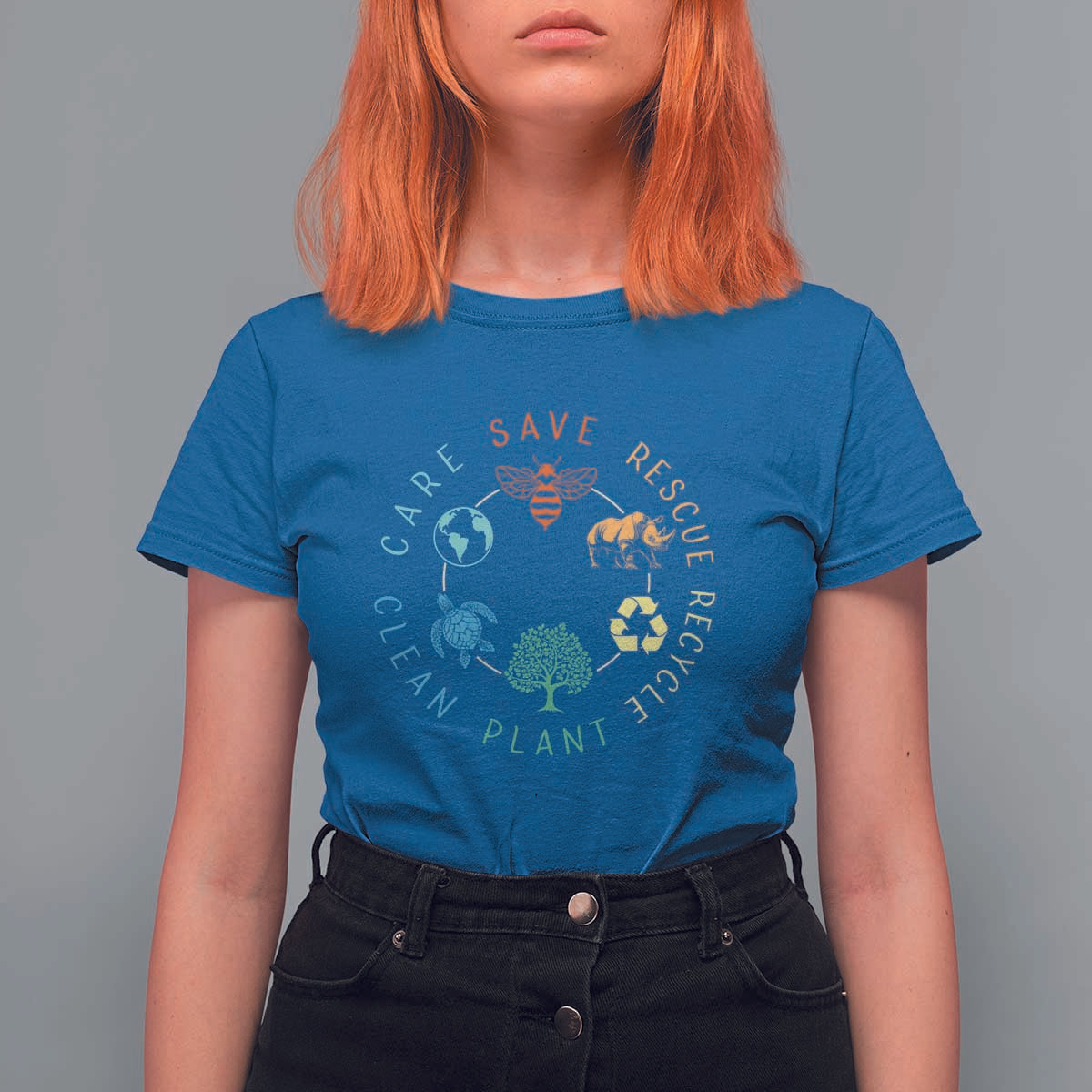 Save Bees Rescue Animals Recycle Plastic T Shirt For Women Earth Day Protect The Environment