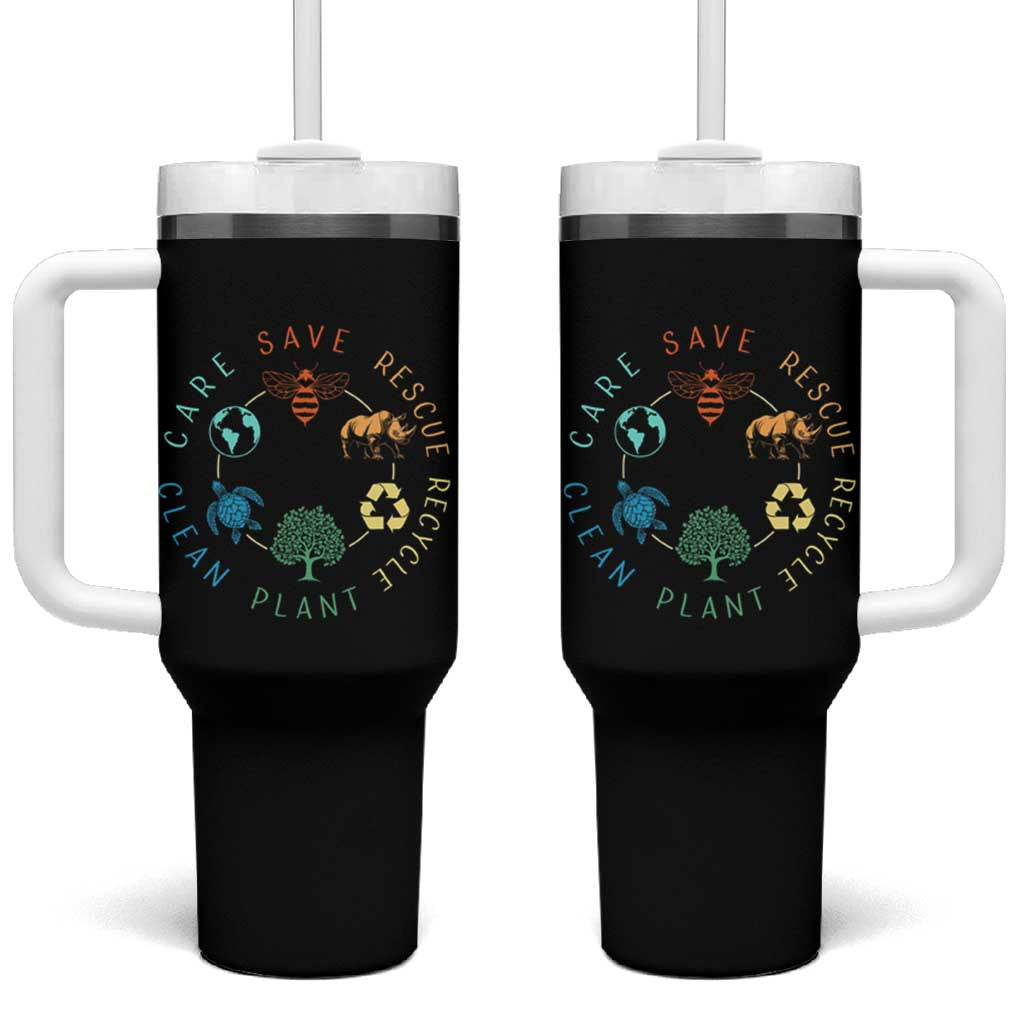Save Bees Rescue Animals Recycle Plastic Tumbler With Handle Earth Day Protect The Environment