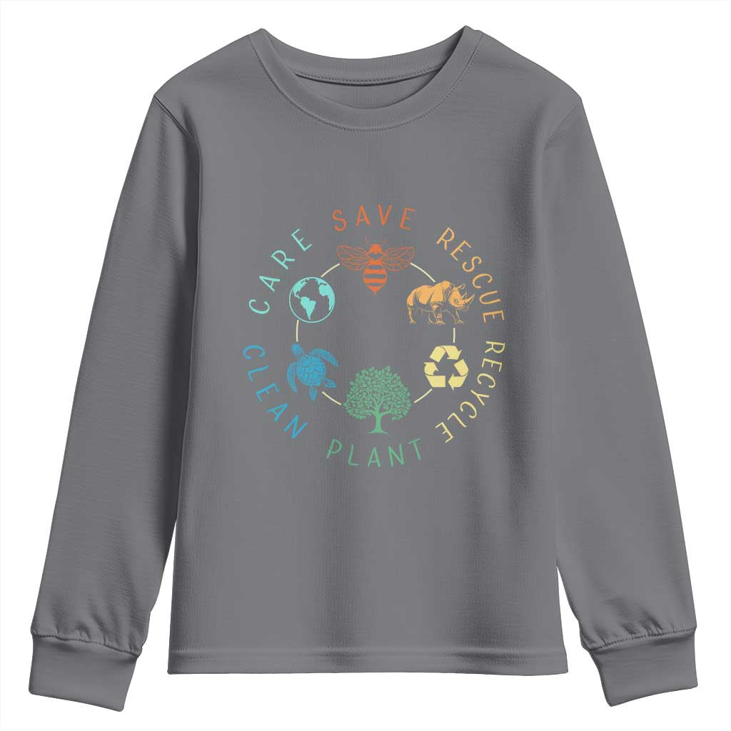 Save Bees Rescue Animals Recycle Plastic Youth Sweatshirt Earth Day Protect The Environment