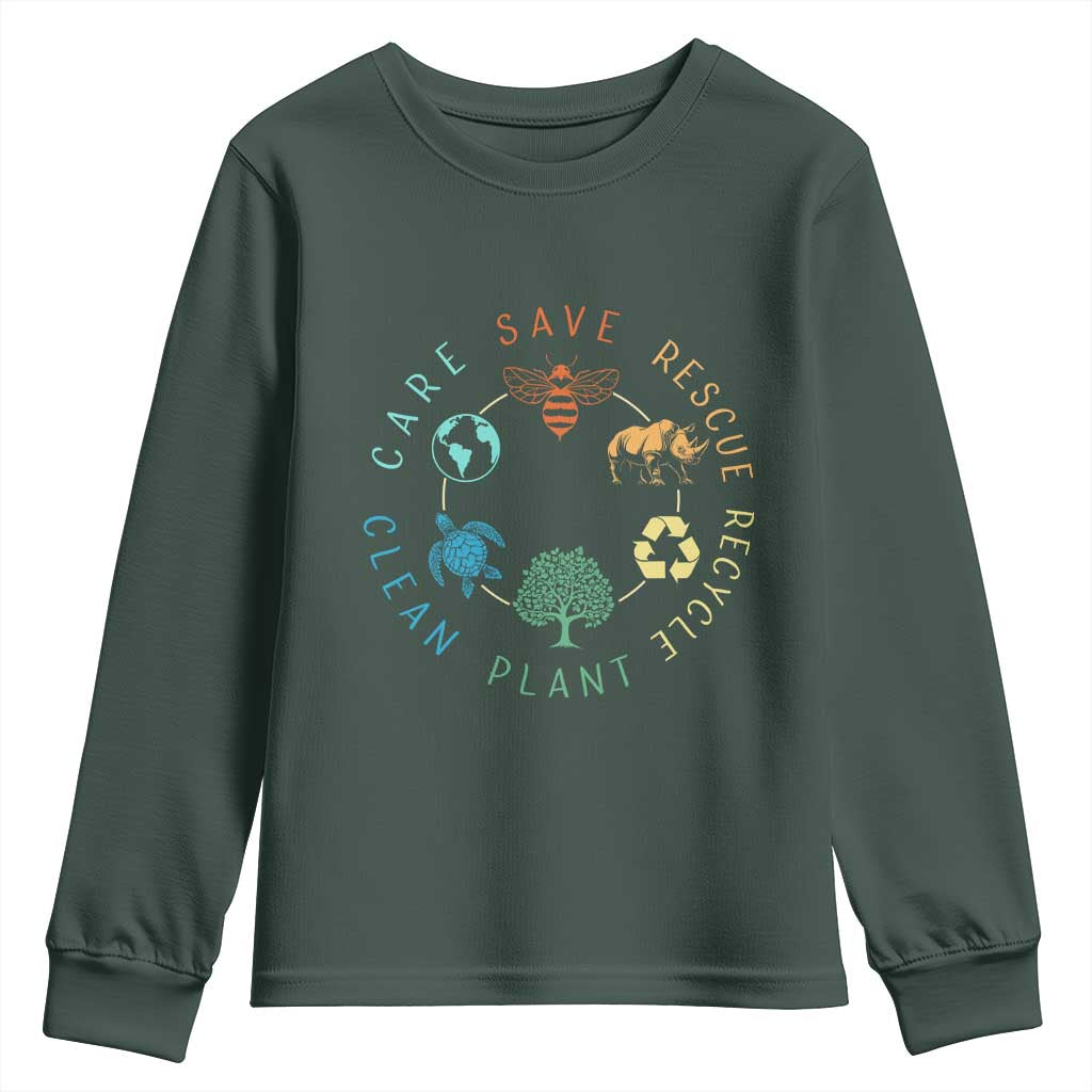 Save Bees Rescue Animals Recycle Plastic Youth Sweatshirt Earth Day Protect The Environment
