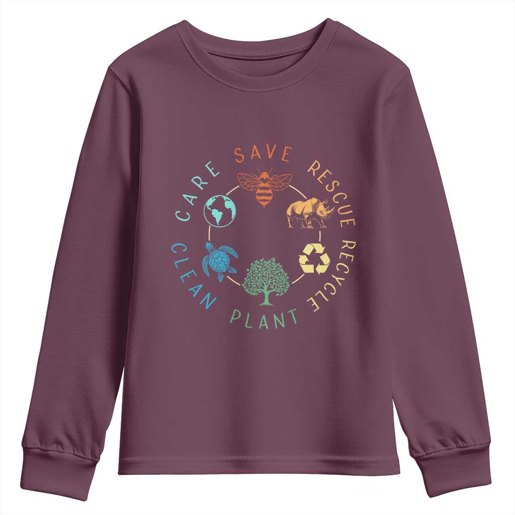 Save Bees Rescue Animals Recycle Plastic Youth Sweatshirt Earth Day Protect The Environment