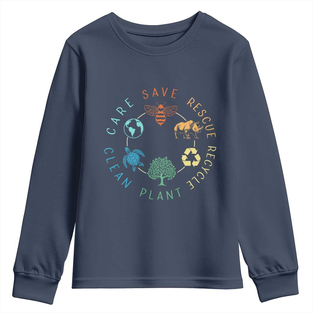 Save Bees Rescue Animals Recycle Plastic Youth Sweatshirt Earth Day Protect The Environment