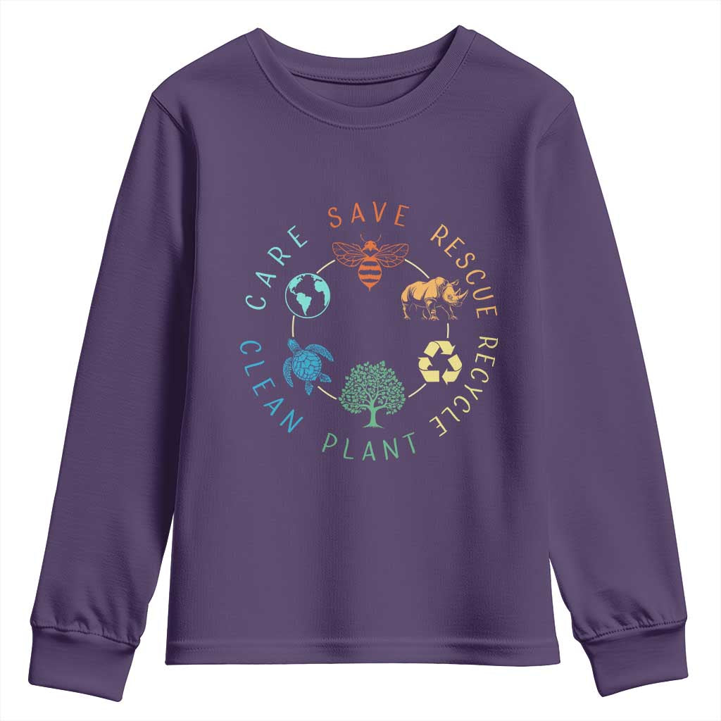 Save Bees Rescue Animals Recycle Plastic Youth Sweatshirt Earth Day Protect The Environment