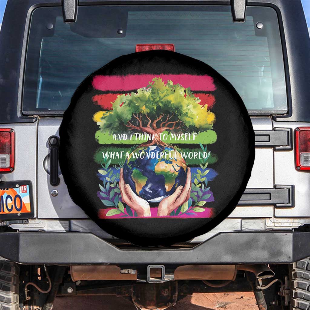 Earth Day Spare Tire Cover And I Think To Myself What A Wonderful World Rainbow