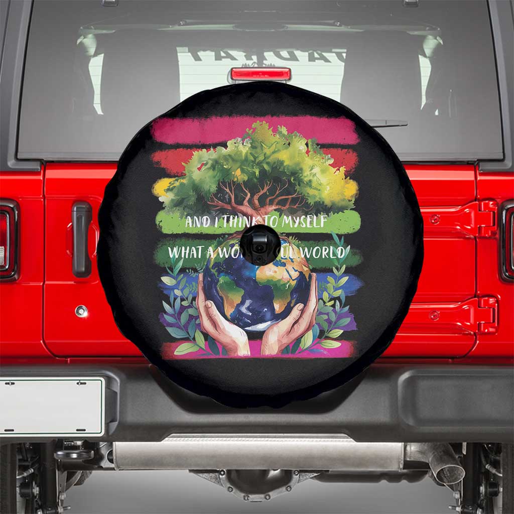 Earth Day Spare Tire Cover And I Think To Myself What A Wonderful World Rainbow