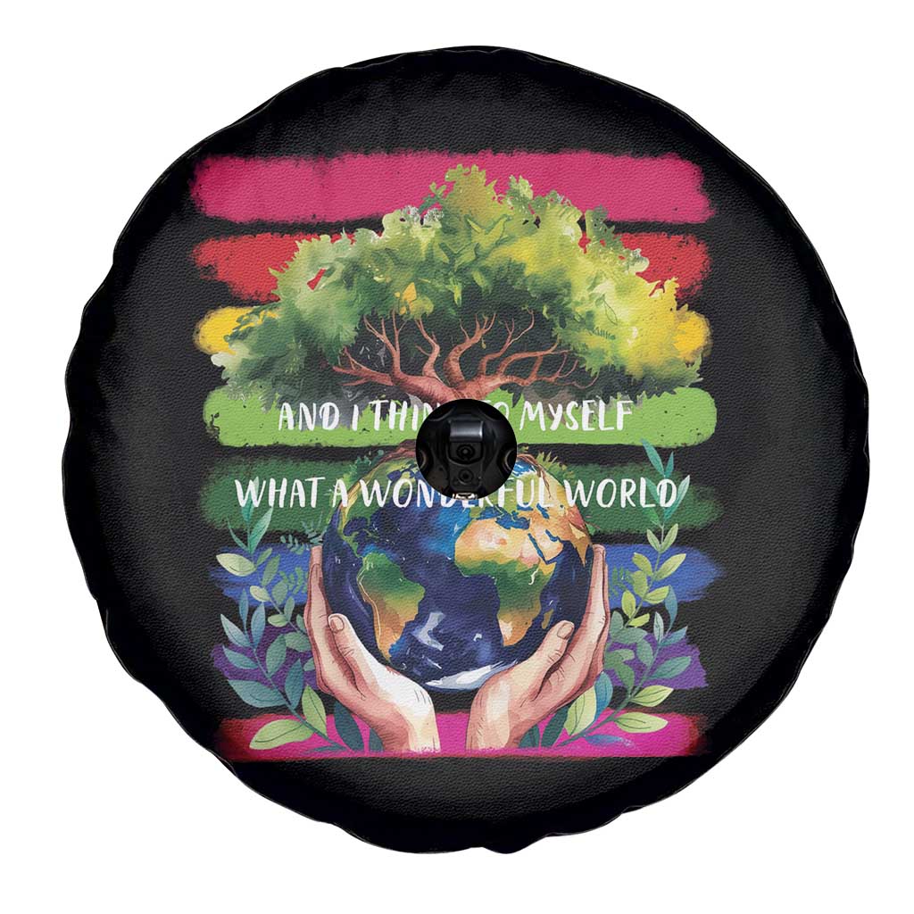 Earth Day Spare Tire Cover And I Think To Myself What A Wonderful World Rainbow