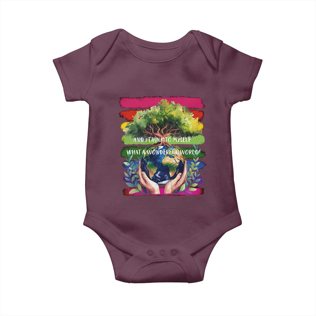 Earth Day Baby Onesie And I Think To Myself What A Wonderful World Rainbow