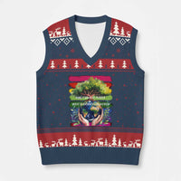 Earth Day V-Neck Knit Sweater Vest And I Think To Myself What A Wonderful World Rainbow - Wonder Print Shop