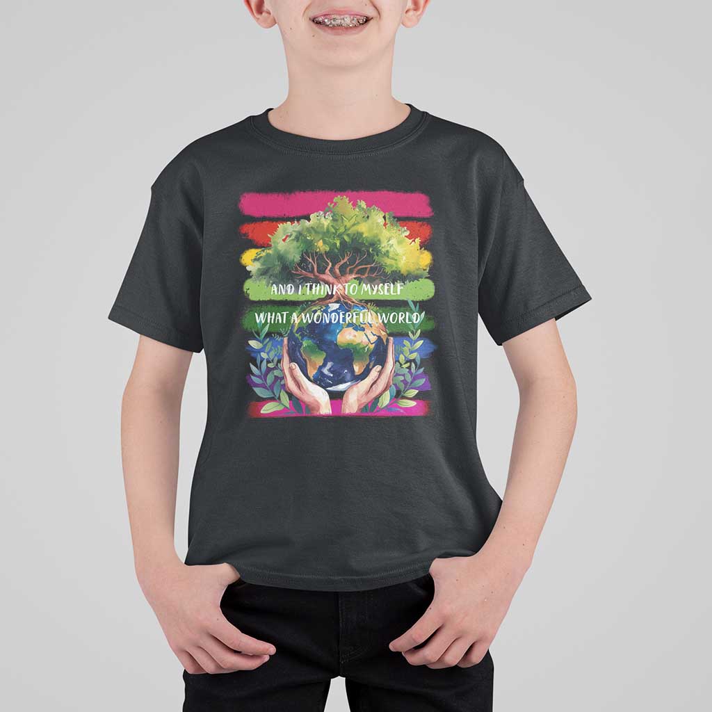 Earth Day T Shirt For Kid And I Think To Myself What A Wonderful World Rainbow