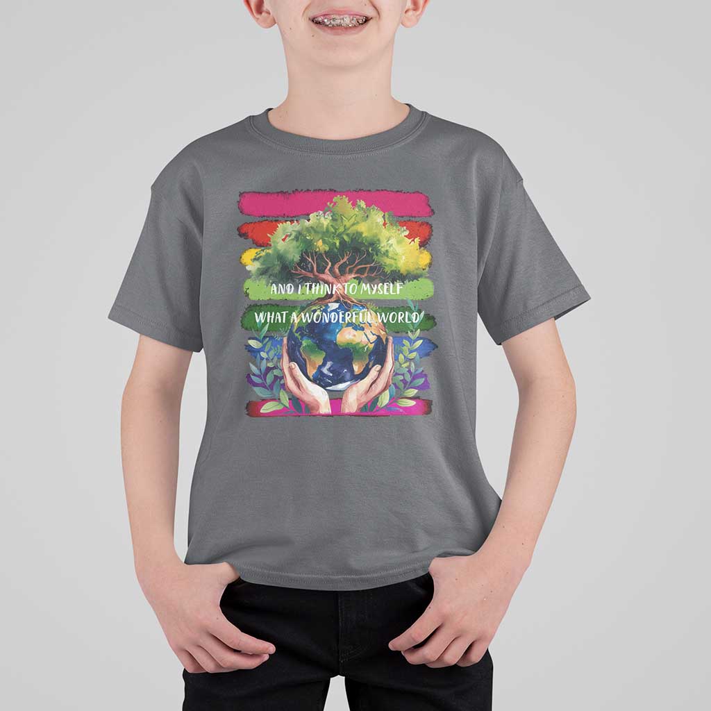 Earth Day T Shirt For Kid And I Think To Myself What A Wonderful World Rainbow