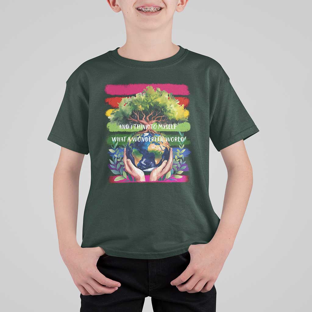 Earth Day T Shirt For Kid And I Think To Myself What A Wonderful World Rainbow