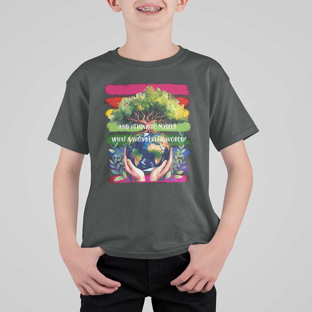 Earth Day T Shirt For Kid And I Think To Myself What A Wonderful World Rainbow