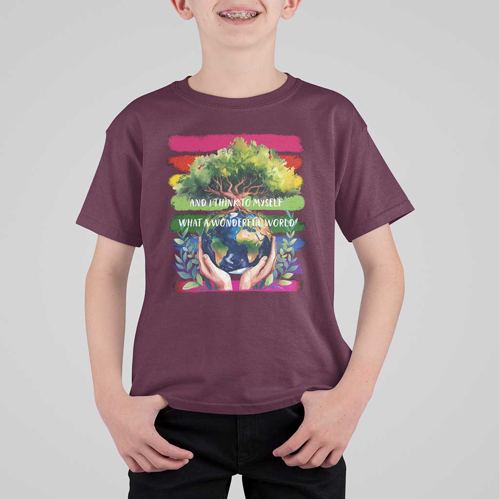 Earth Day T Shirt For Kid And I Think To Myself What A Wonderful World Rainbow