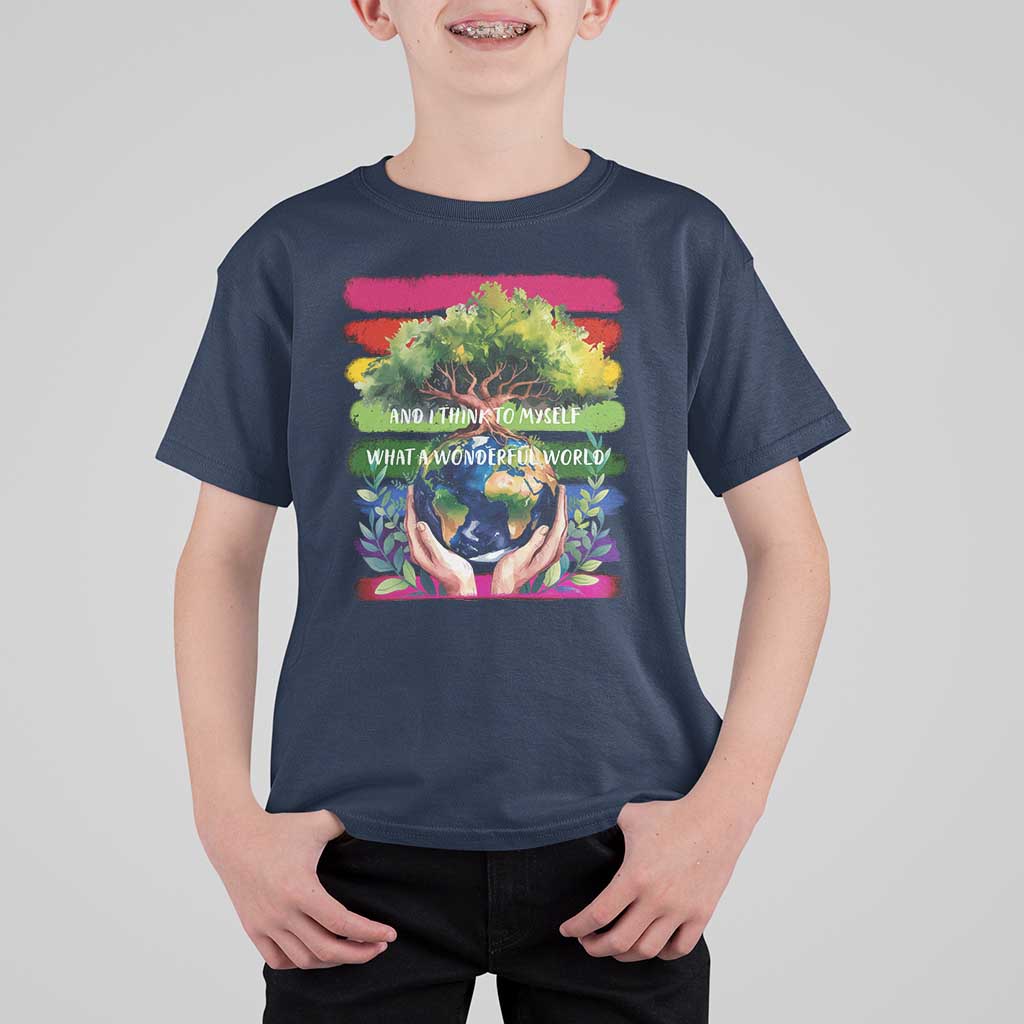 Earth Day T Shirt For Kid And I Think To Myself What A Wonderful World Rainbow