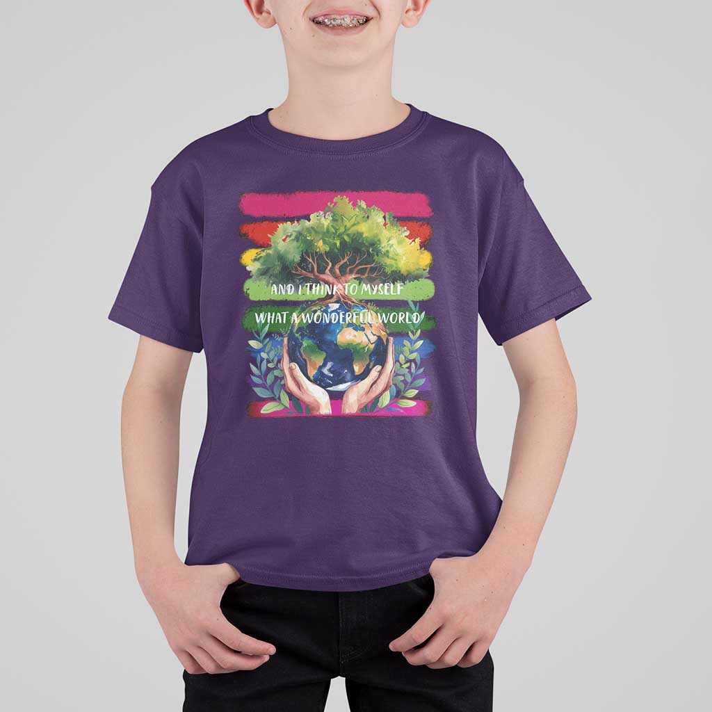 Earth Day T Shirt For Kid And I Think To Myself What A Wonderful World Rainbow
