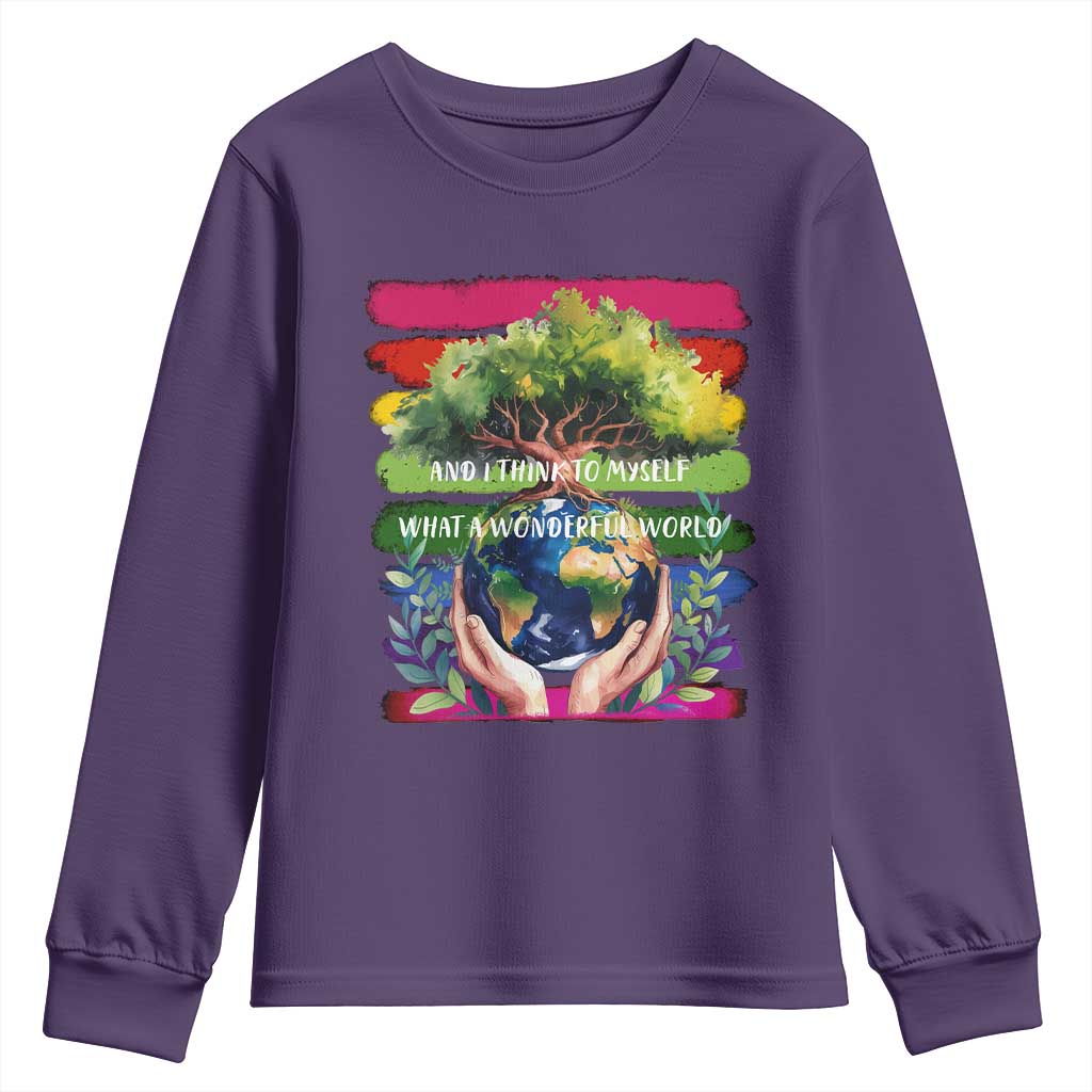 Earth Day Youth Sweatshirt And I Think To Myself What A Wonderful World Rainbow