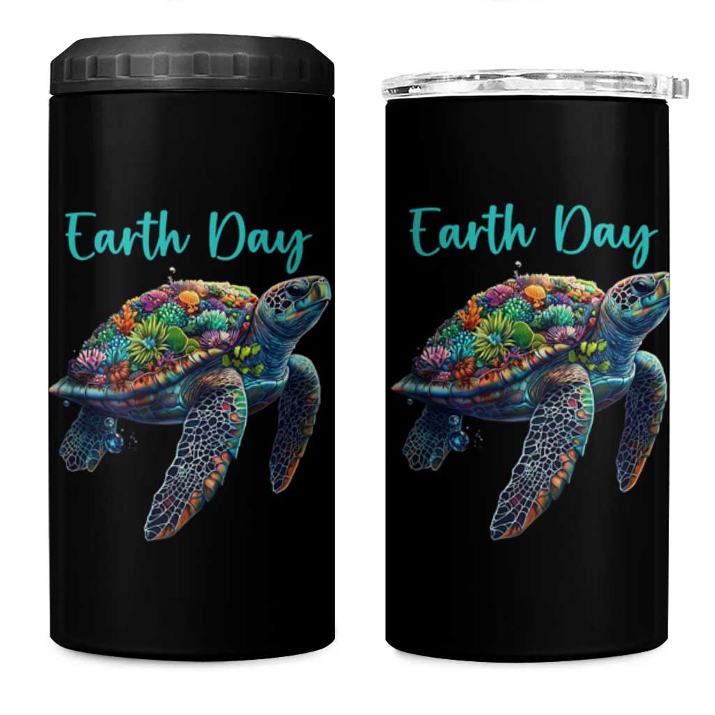 Sea Turtle Earth Day 4 in 1 Can Cooler Tumbler Save The Earth