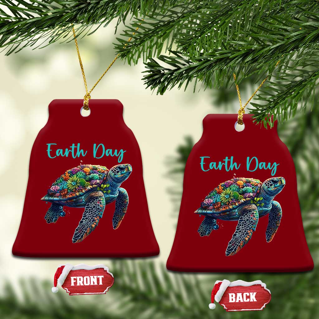 Sea Turtle Earth Day Ceramic Ornament Save The Earth - Wonder Print Shop