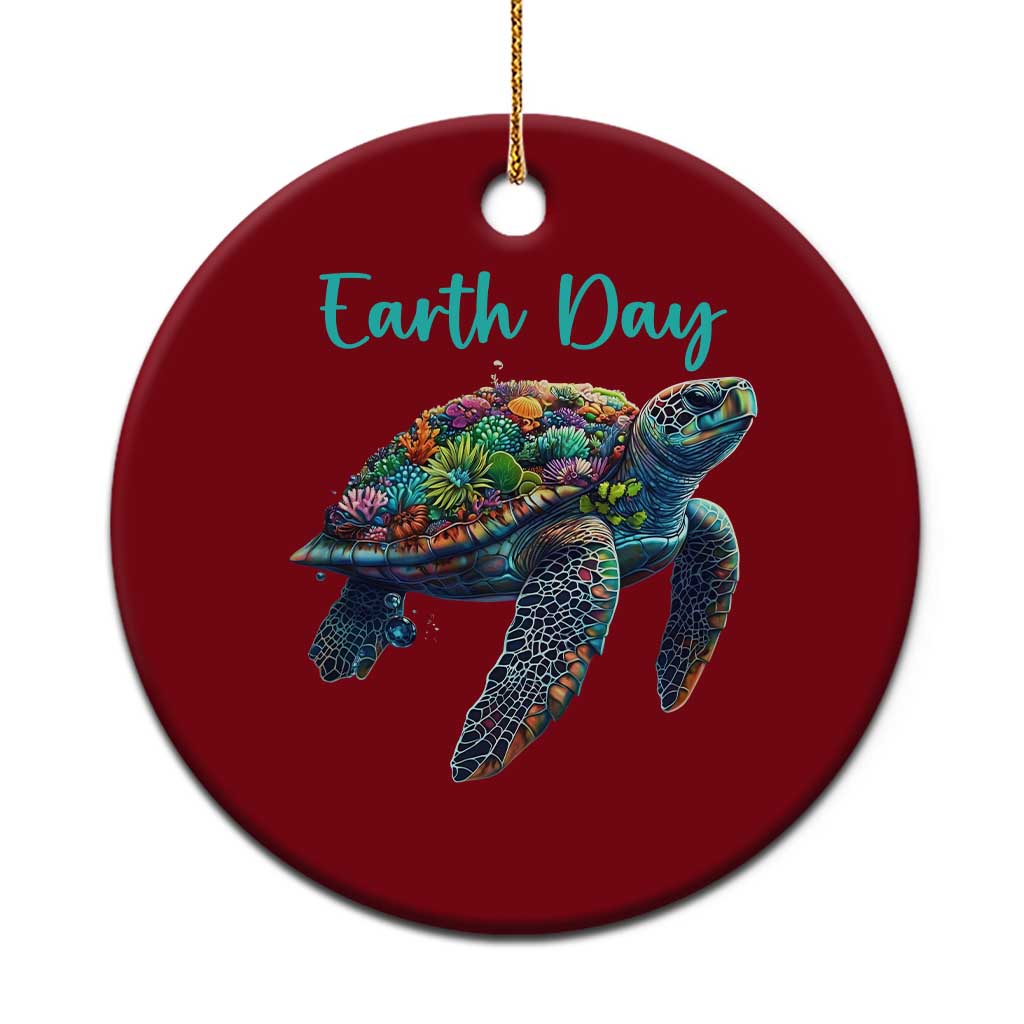Sea Turtle Earth Day Ceramic Ornament Save The Earth - Wonder Print Shop
