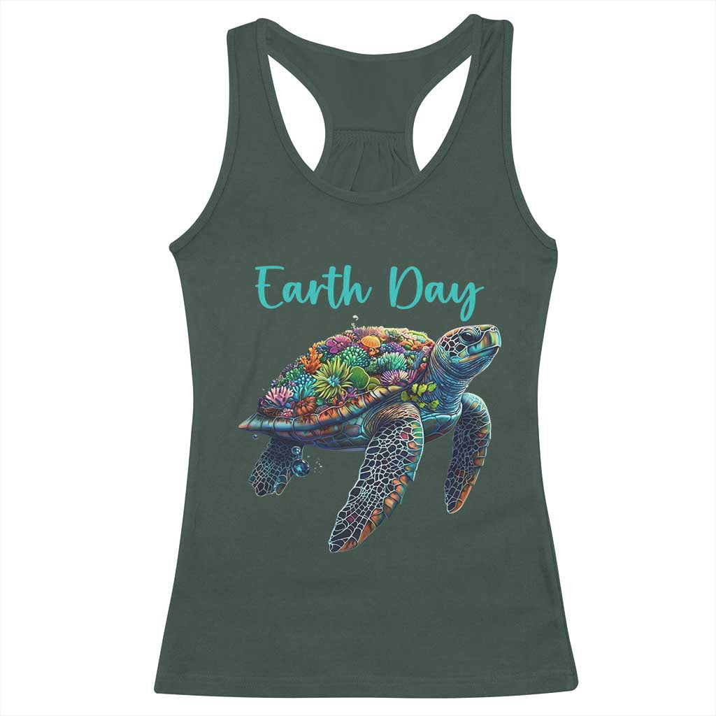 Sea Turtle Earth Day Racerback Tank Top Save The Earth