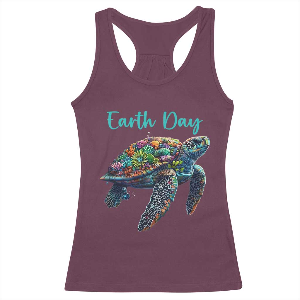 Sea Turtle Earth Day Racerback Tank Top Save The Earth