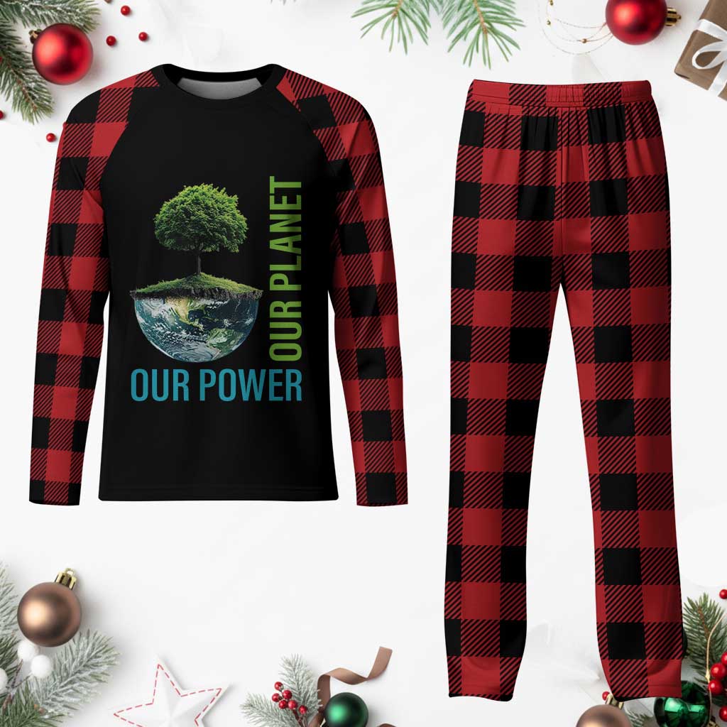 Our Power Our Planet Plaid Pajama Set Earth Day 2025 - Wonder Print Shop