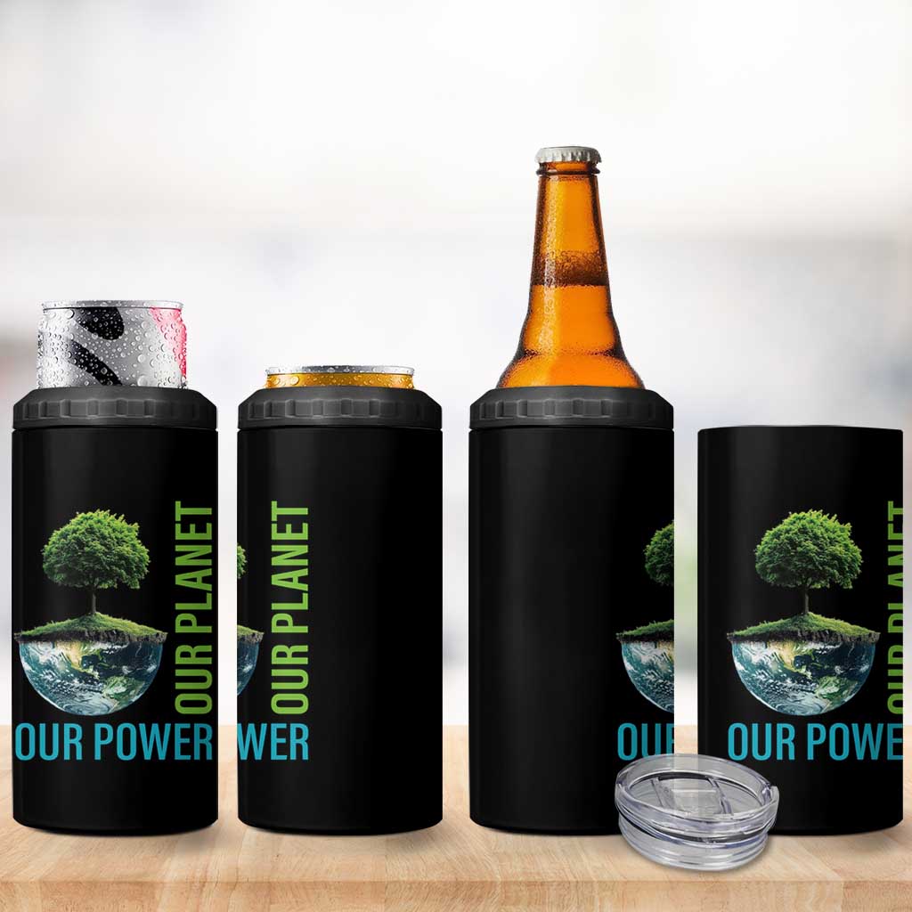 Our Power Our Planet 4 in 1 Can Cooler Tumbler Earth Day 2025