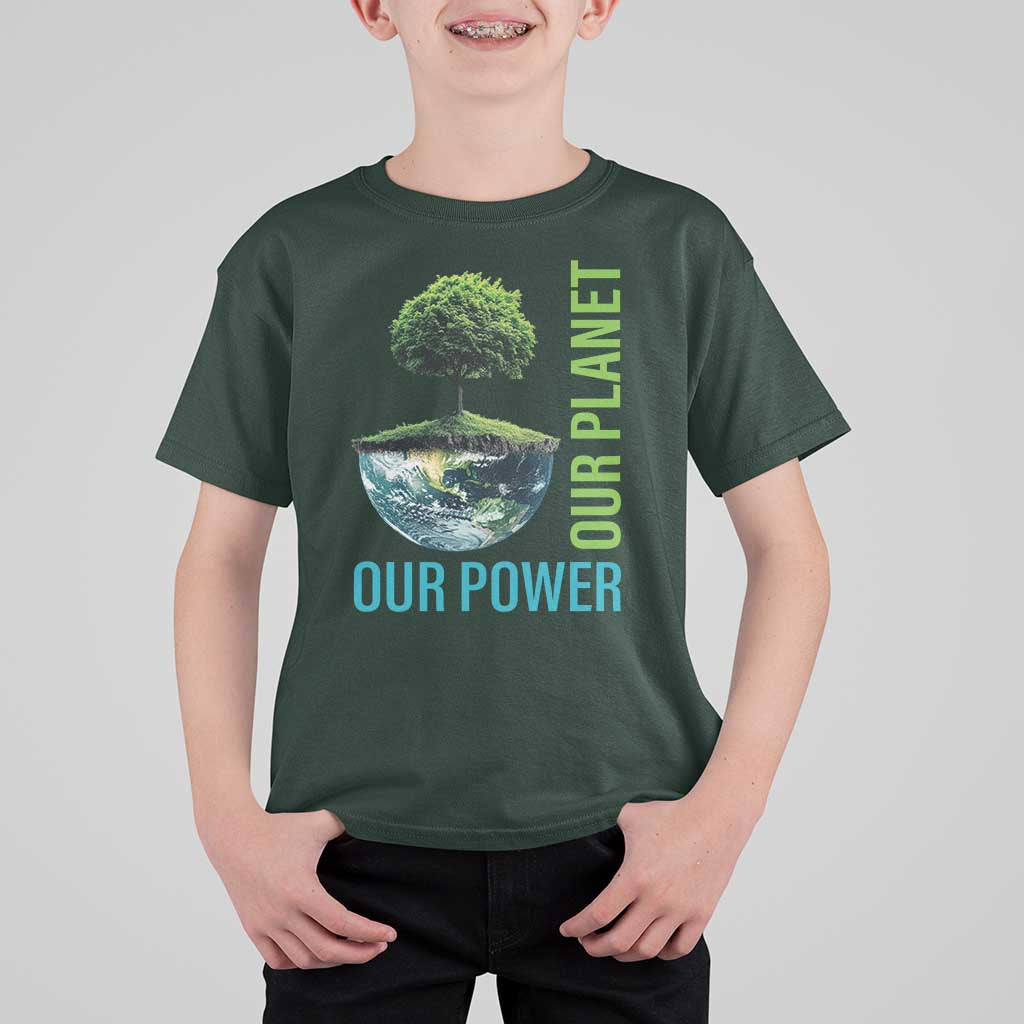 Our Power Our Planet T Shirt For Kid Earth Day 2025