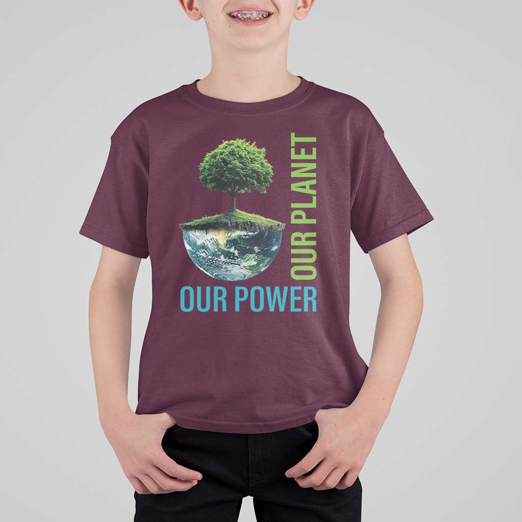 Our Power Our Planet T Shirt For Kid Earth Day 2025