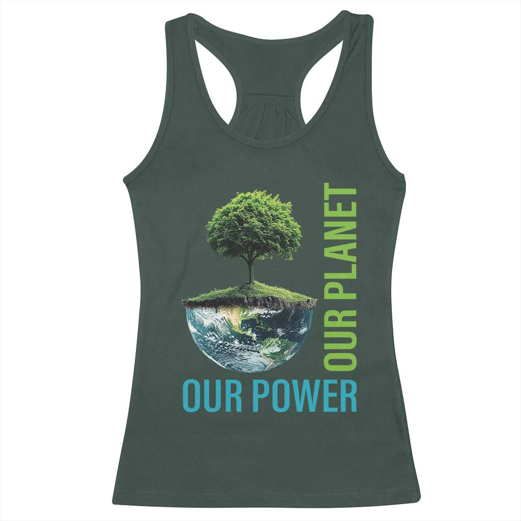 Our Power Our Planet Racerback Tank Top Earth Day 2025