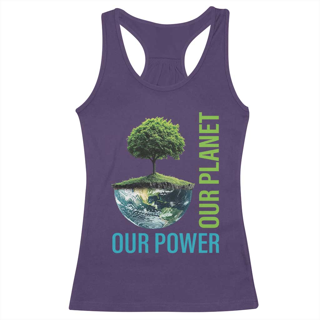 Our Power Our Planet Racerback Tank Top Earth Day 2025