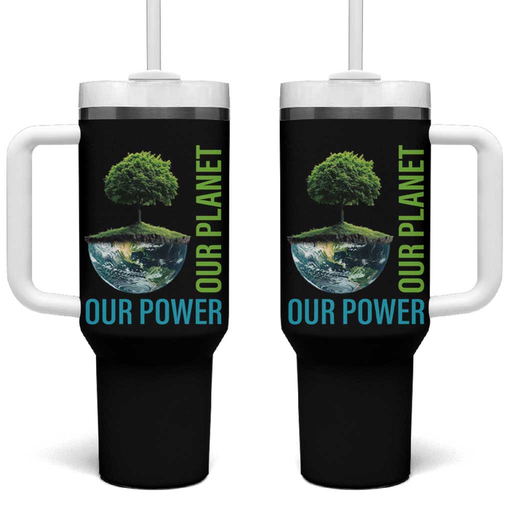 Our Power Our Planet Tumbler With Handle Earth Day 2025