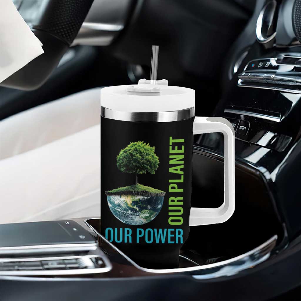Our Power Our Planet Tumbler With Handle Earth Day 2025