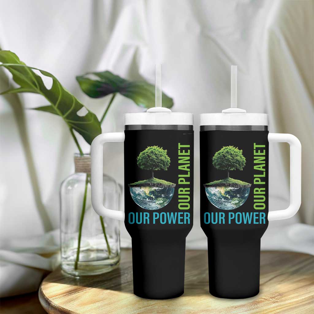 Our Power Our Planet Tumbler With Handle Earth Day 2025
