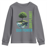 Our Power Our Planet Youth Sweatshirt Earth Day 2025