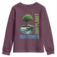 Our Power Our Planet Youth Sweatshirt Earth Day 2025