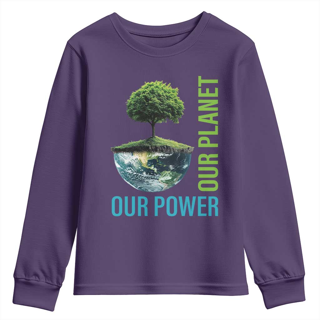 Our Power Our Planet Youth Sweatshirt Earth Day 2025
