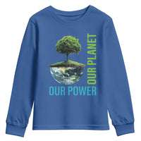 Our Power Our Planet Youth Sweatshirt Earth Day 2025