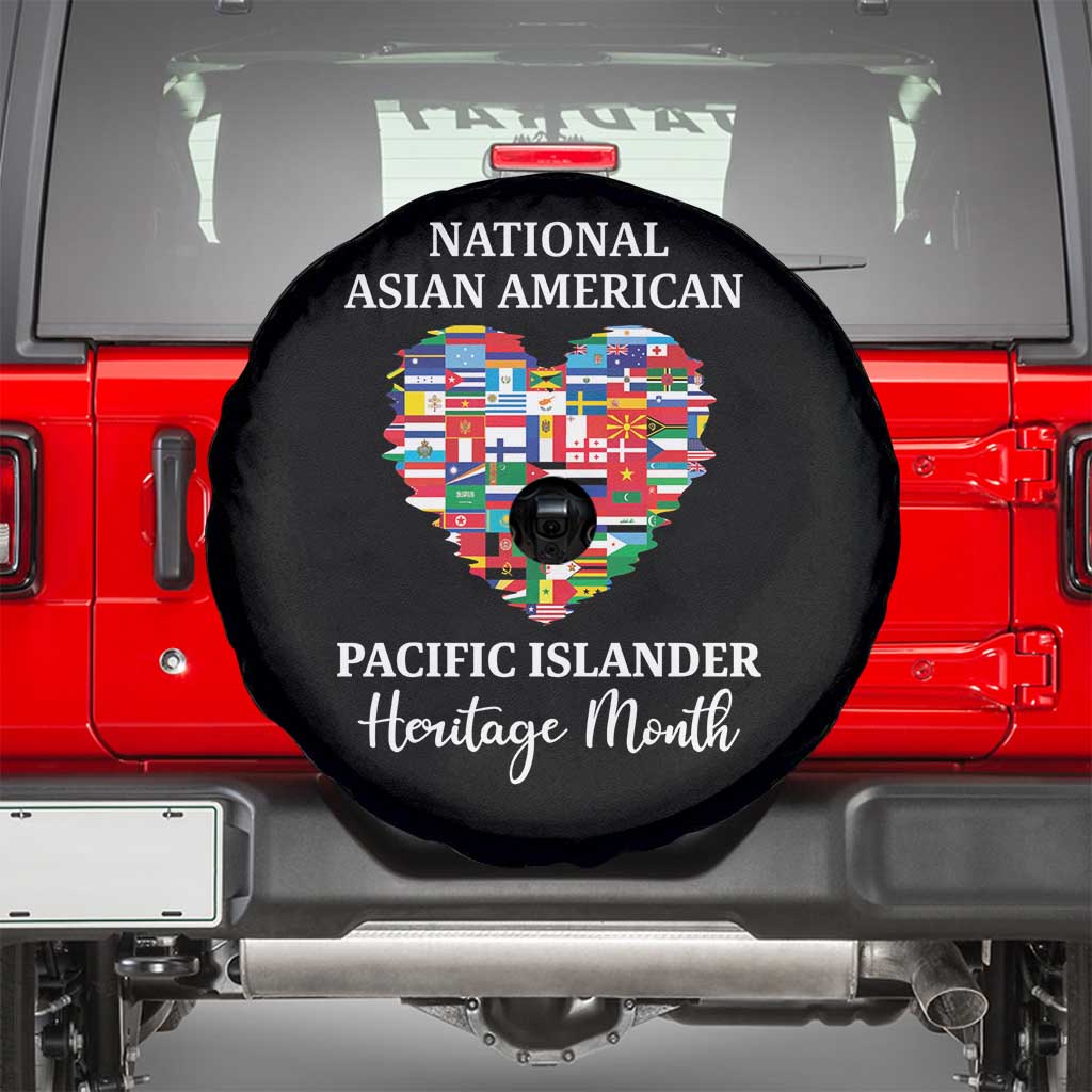 AAPI Heritage Month Spare Tire Cover National Asian American and Pacific Islander Countries Flag Heart
