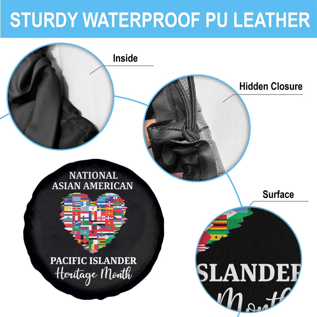 AAPI Heritage Month Spare Tire Cover National Asian American and Pacific Islander Countries Flag Heart