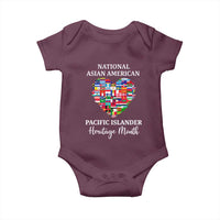 AAPI Heritage Month Baby Onesie National Asian American and Pacific Islander Countries Flag Heart