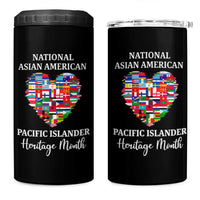 AAPI Heritage Month 4 in 1 Can Cooler Tumbler National Asian American and Pacific Islander Countries Flag Heart