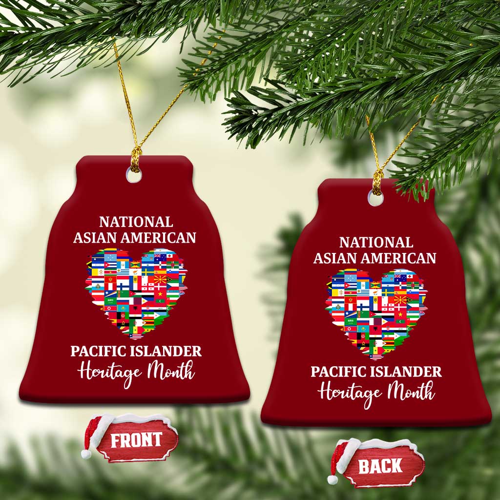AAPI Heritage Month Ceramic Ornament National Asian American and Pacific Islander Countries Flag Heart - Wonder Print Shop